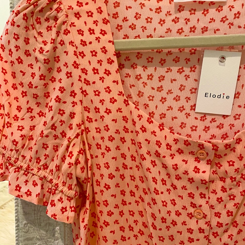 Elodie floral top - size XS - salmon/pink